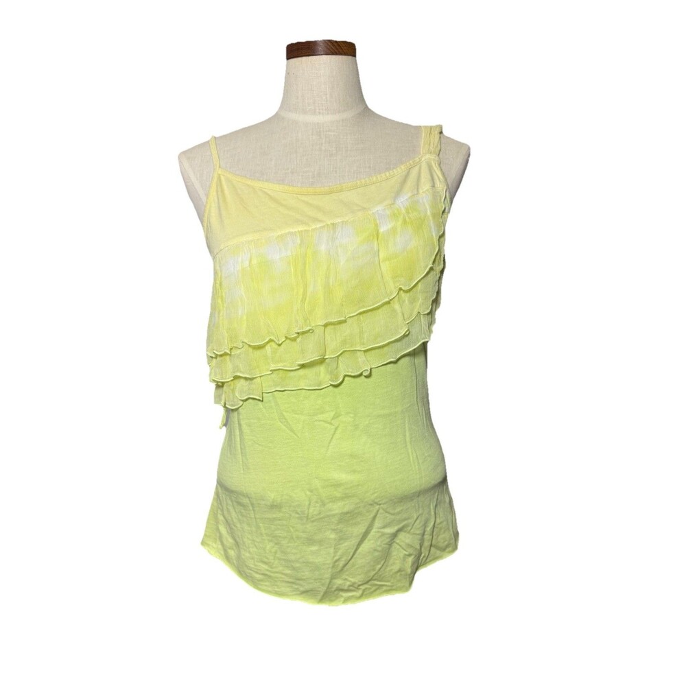 Y2K Vintage Language Los Angeles Ombre Pastel Ruffle Tank Top Silk Blend Large